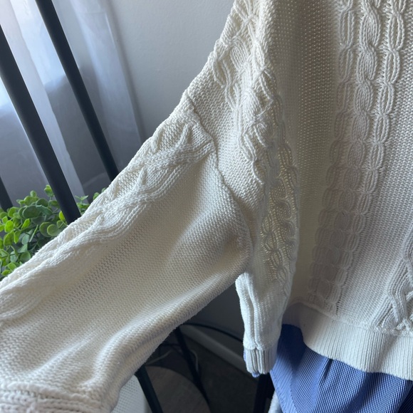 Anthropologie Pilcro Prep Twofer Off-Shoulder Cable Knit Sweater - Womens Large - Picture 9 of 9